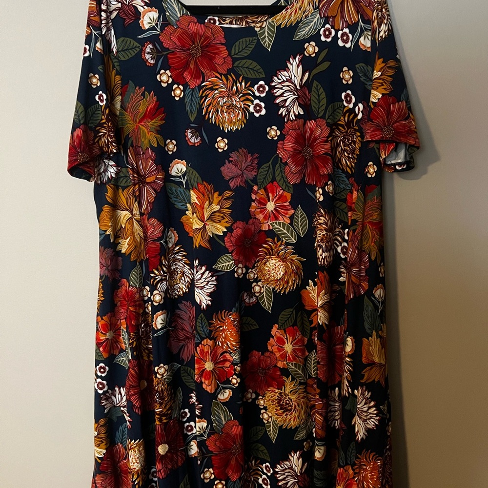 LOFT Navy Floral Midi Dress